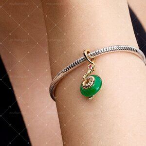 Pandora Snake Green Murano Glass Dangle Charm